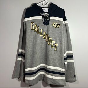 Champion Gallaudet DC Gray Blue White Pullover Hoodie Sweatshirt Mens 2XL